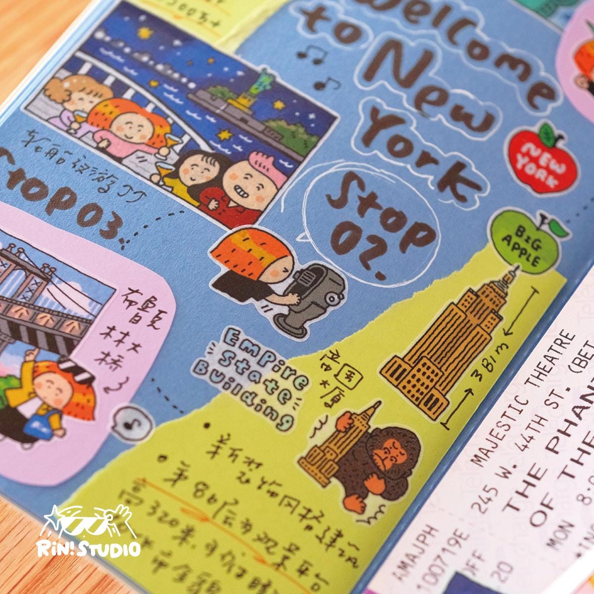 New York City Die Cut Washi Tape, Kisscut NYC stickers - Kawaii Stationery - RiN! Studio