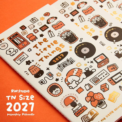 The 2027 Monthly Planner Insert For Travelers Notebook, Tn Size Monthly Schedule Book, Kawaii Dated Refill, The Little Things - Rin! Studio