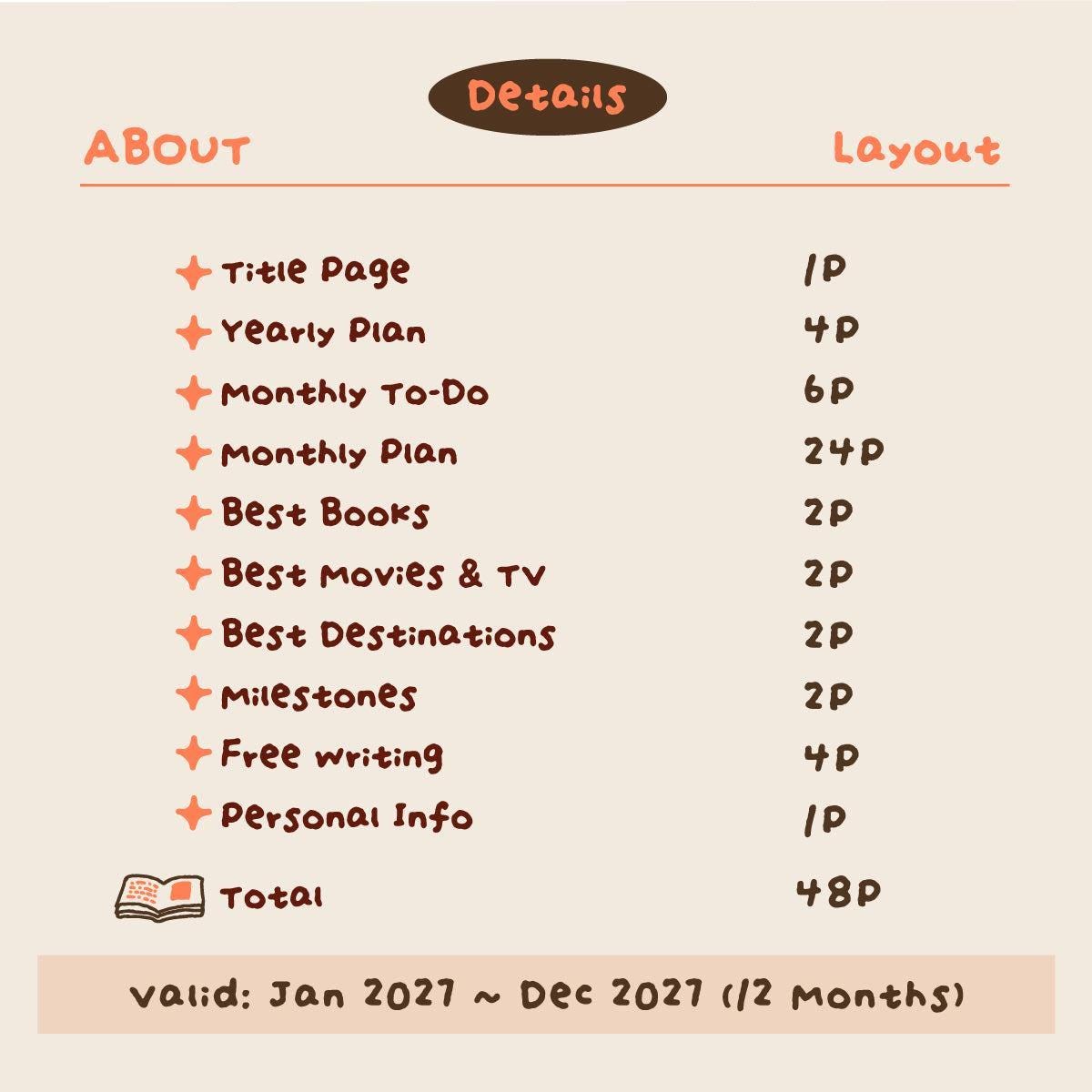 The 2027 Monthly Planner Insert For Travelers Notebook, Tn Size Monthly Schedule Book, Kawaii Dated Refill, The Little Things - Rin! Studio