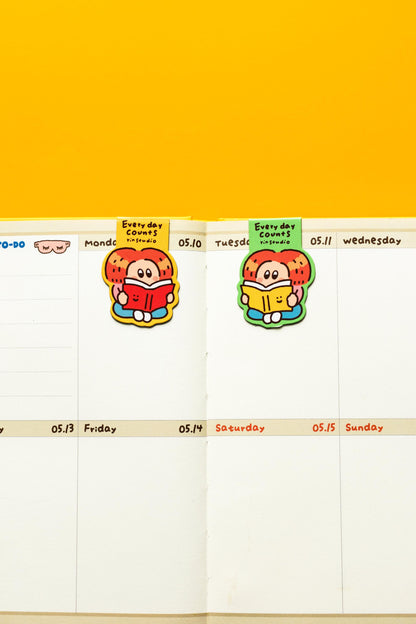 Every Day Counts Magnetic Bookmark – Cute Kawaii Reading Girl Book Mark | RiN Studio Magnetic Page Marker | Book Lover Gift