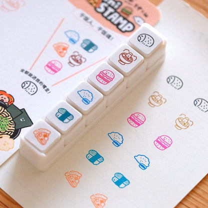 Mini 6 in 1 Stamps - What to Eat - Food - Portable Size