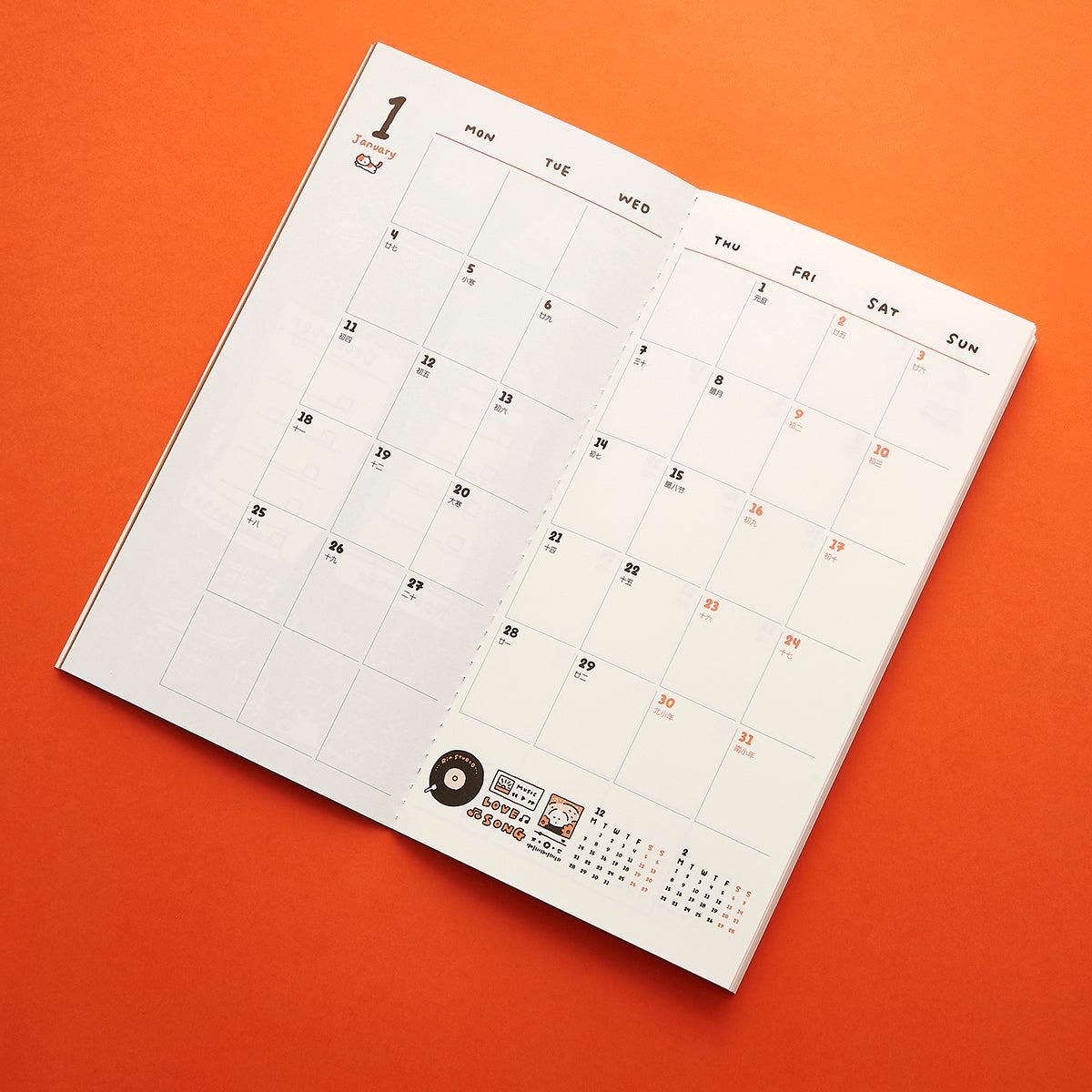 The 2027 Monthly Planner Insert For Travelers Notebook, Tn Size Monthly Schedule Book, Kawaii Dated Refill, The Little Things - Rin! Studio