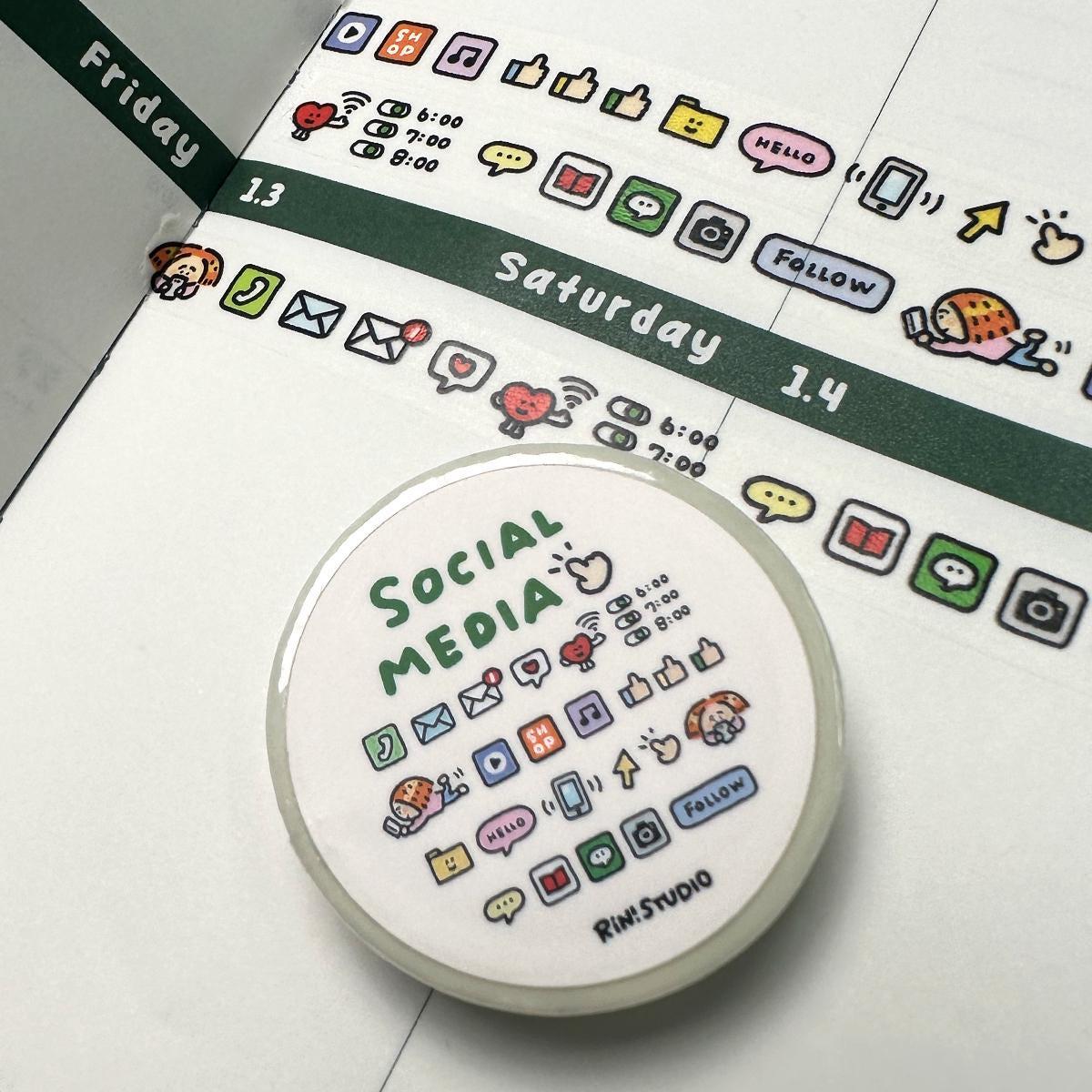 Social Media mini Washi Tape - on my phoe decoration tape RiN! Studio