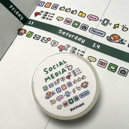 Social Media mini Washi Tape - on my phoe decoration tape RiN! Studio