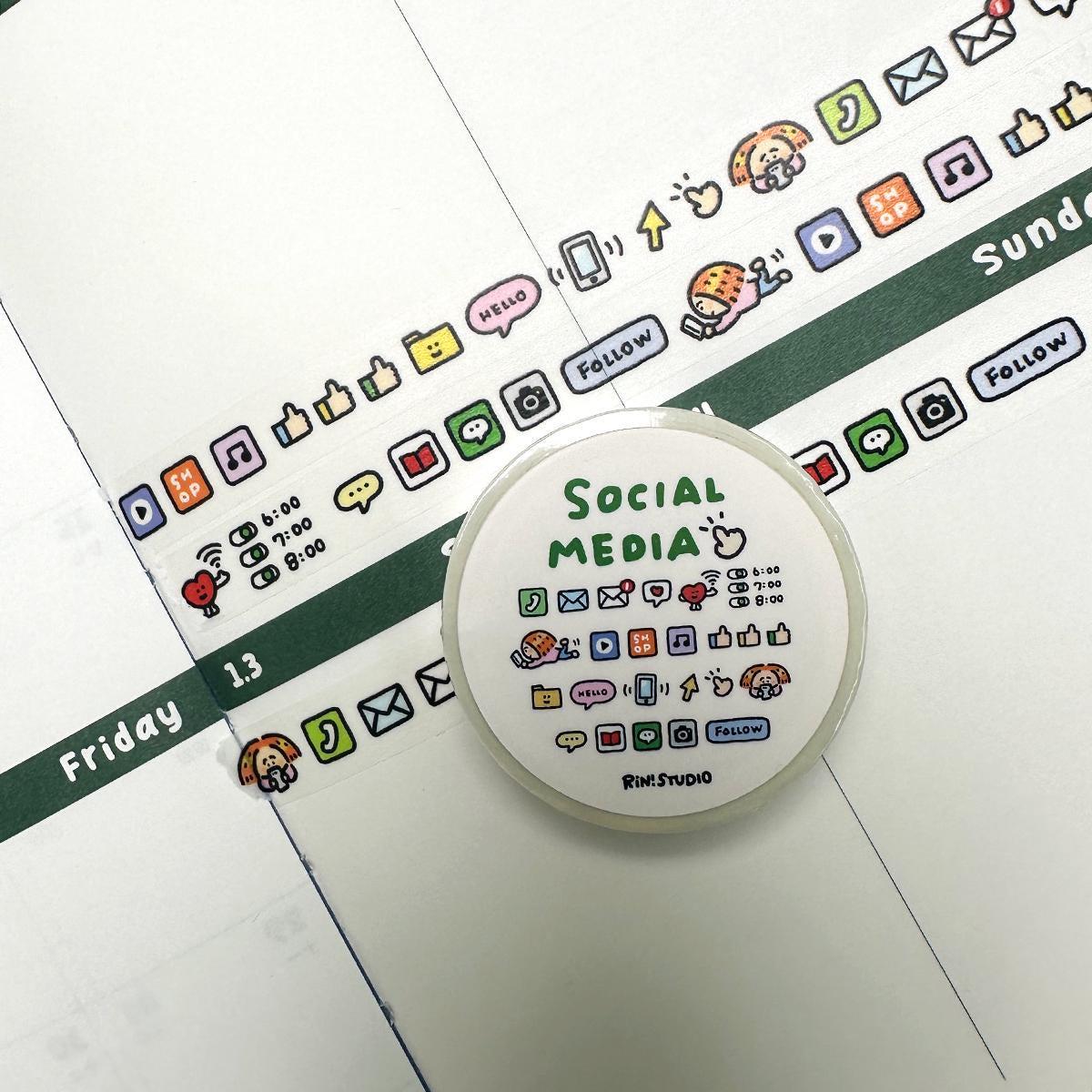 Social Media mini Washi Tape - on my phoe decoration tape RiN! Studio