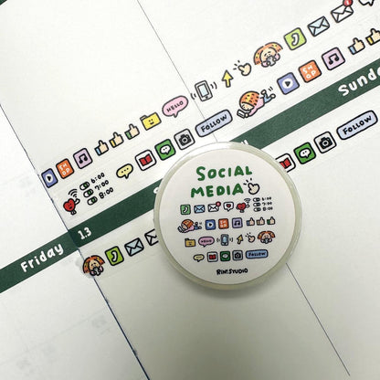 Social Media mini Washi Tape - on my phoe decoration tape RiN! Studio