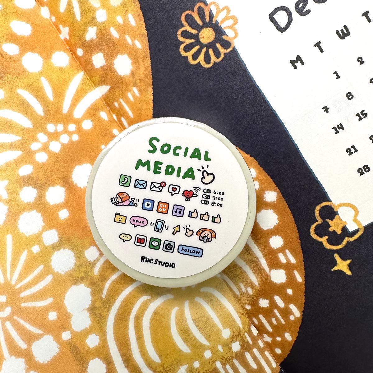 Social Media mini Washi Tape - on my phoe decoration tape RiN! Studio