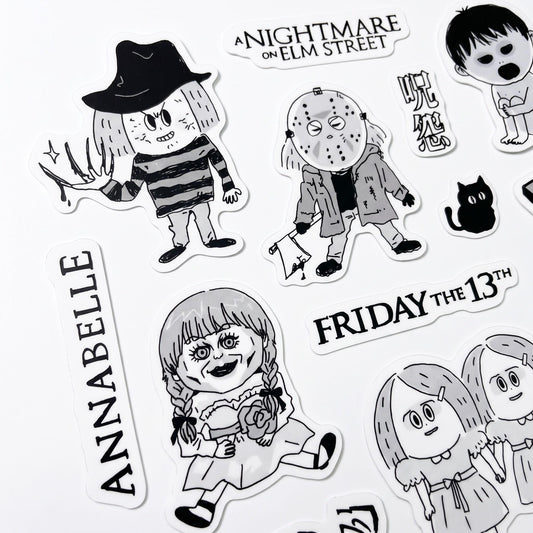 Scary Movie Sticker Sheet – Halloween Horror Stickers | RiN Studio Spooky Movie Journal Planner PVC Stickers