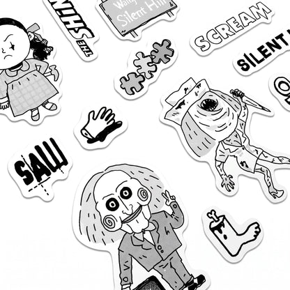 Scary Movie Sticker Sheet – Halloween Horror Stickers | RiN Studio Spooky Movie Journal Planner PVC Stickers