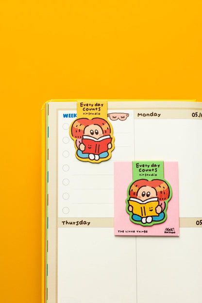 Every Day Counts Magnetic Bookmark – Cute Kawaii Reading Girl Book Mark | RiN Studio Magnetic Page Marker | Book Lover Gift