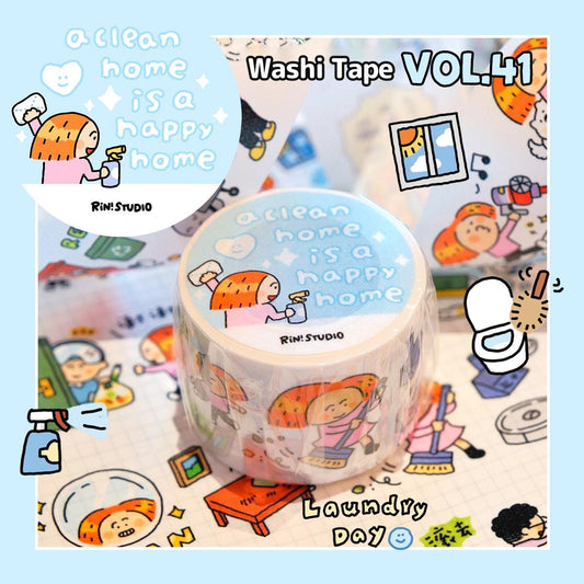 A Clean Home is a Happy Home Washi Tape Roll, Laundry Day Chores, RiN! Studio
