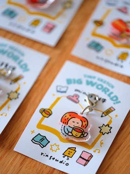 Mini TN Charm – Cute Kawaii Daily Life Acrylic Charm | RiN Studio Planner Bag Traveler's Notebook Keychain Accessory