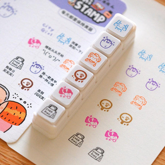 Mini 6 in 1 Stamps - City Girl - Portable Size