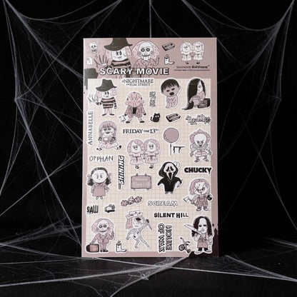 Scary Movie Sticker Sheet – Halloween Horror Stickers | RiN Studio Spooky Movie Journal Planner PVC Stickers