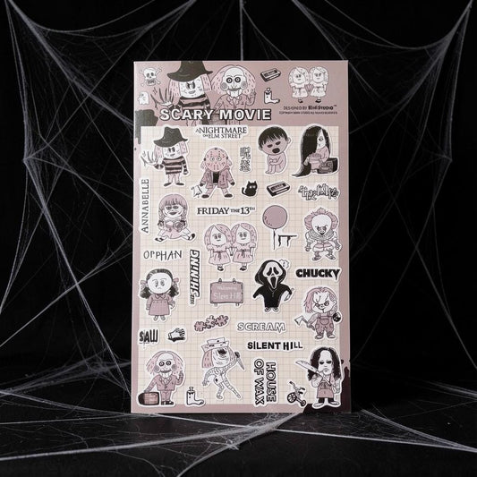 Scary Movie Sticker Sheet – Halloween Horror Stickers | RiN Studio Spooky Movie Journal Planner PVC Stickers