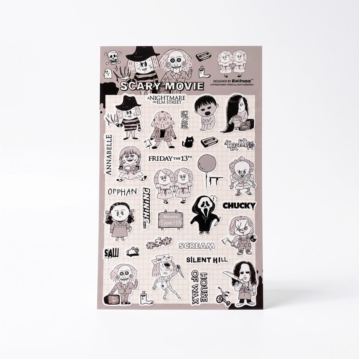 Scary Movie Sticker Sheet – Halloween Horror Stickers | RiN Studio Spooky Movie Journal Planner PVC Stickers