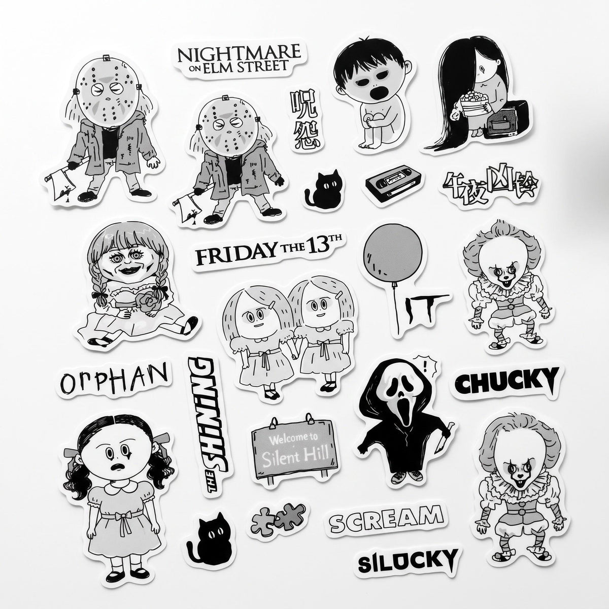 Scary Movie Sticker Sheet – Halloween Horror Stickers | RiN Studio Spooky Movie Journal Planner PVC Stickers