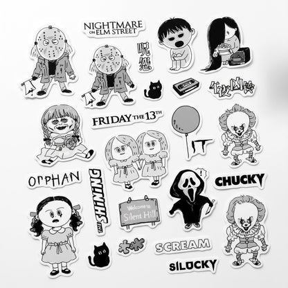 Scary Movie Sticker Sheet – Halloween Horror Stickers | RiN Studio Spooky Movie Journal Planner PVC Stickers