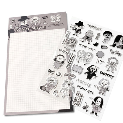 Scary Movie Sticker Sheet – Halloween Horror Stickers | RiN Studio Spooky Movie Journal Planner PVC Stickers