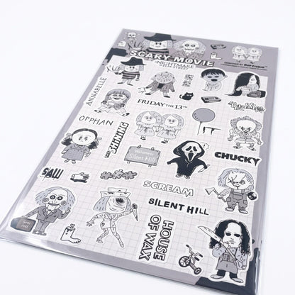 Scary Movie Sticker Sheet – Halloween Horror Stickers | RiN Studio Spooky Movie Journal Planner PVC Stickers