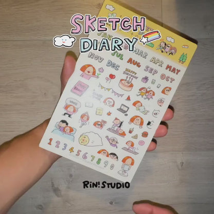 Sketch Diary Stickers | Number | Dates | Vol 1